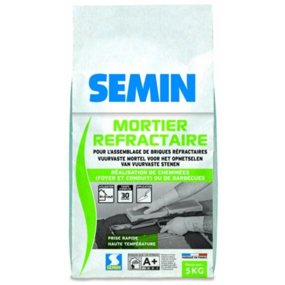 Mortier réfractaire ciment sac 5kg blanc - SEMIN