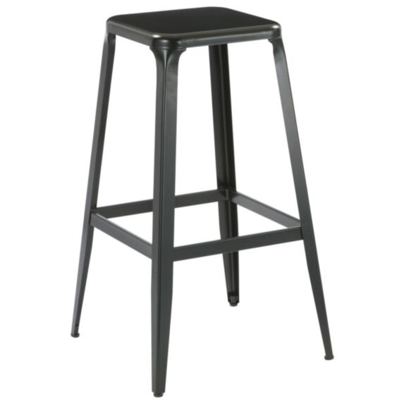 Tabouret de bar en acier Charly 44 x 44 x 76 cm noir mat - INVENTIV