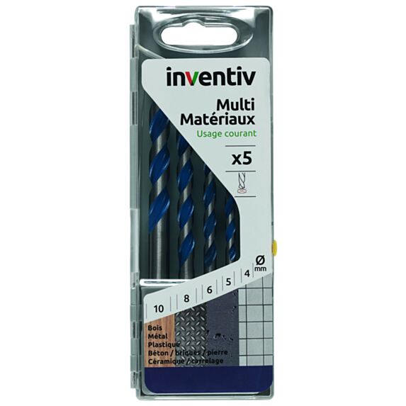 Coffret 4 forets métaux Ø4-5-6-8-10 mm - INVENTIV