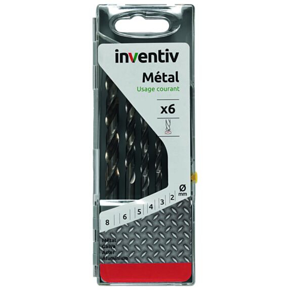 Coffret 6 forets métaux Ø2-3-4-5-6-8 mm - INVENTIV