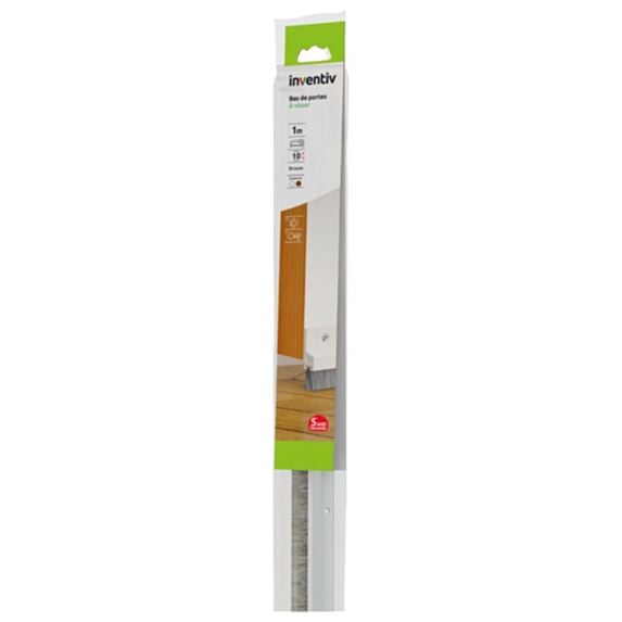Bas de porte isolant à brosse douce à visser 1m Blanc - INVENTIV