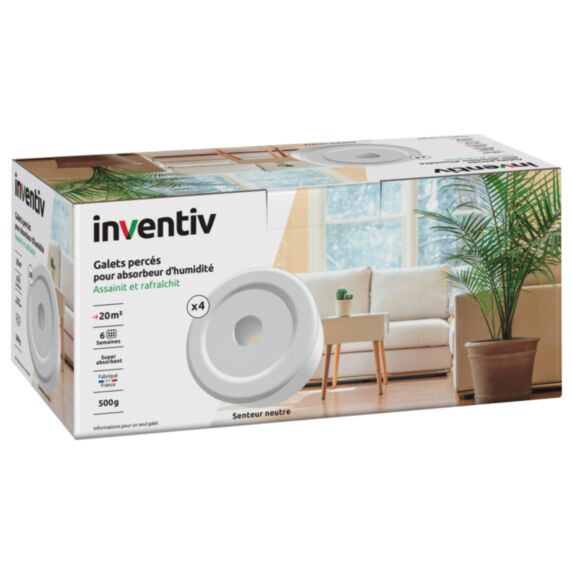 Recharges pour absorbeur d'humidité 4 galets 500g neutre - INVENTIV