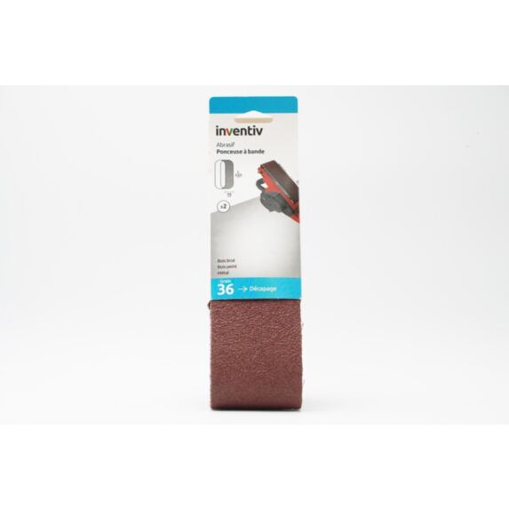 2 bandes abrasif ponceuse à bande 75x533mm Grain 36 - INVENTIV