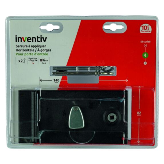 Serrure applique 4 gorges 140x80mm 2 clés gauche - INVENTIV