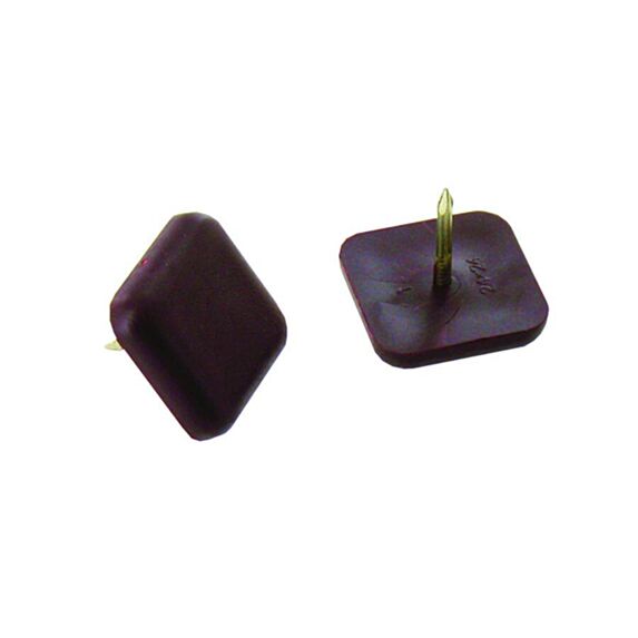 Set de 4 patins à clouer 24 x 24 mm plastique marron - INVENTIV