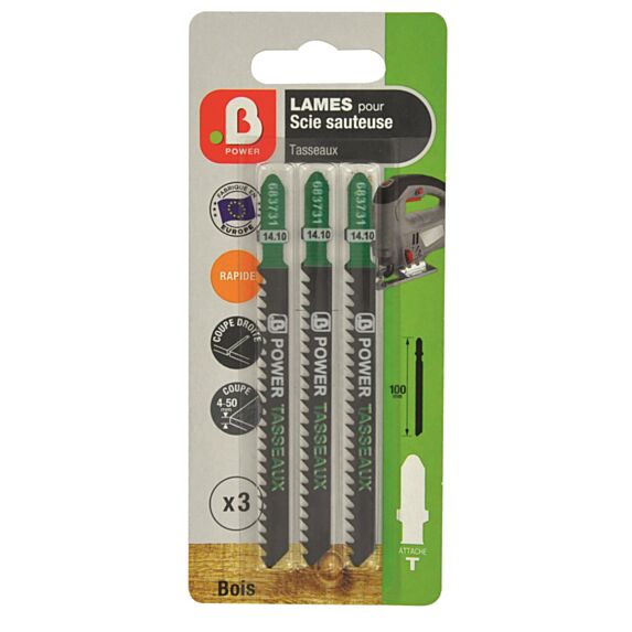 3 lames scie sauteuse en T tasseaux - B POWER