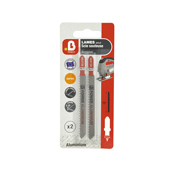 2 lames scie sauteuse en T aluminium - B POWER