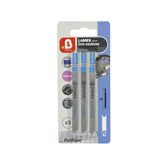 3 lames scie sauteuse en U plastique - B POWER