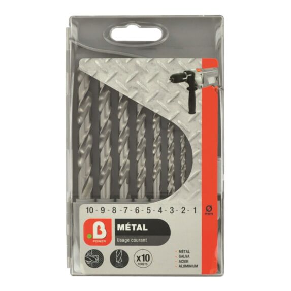 Coffret métal 10 forets 1 à 10mm - B POWER