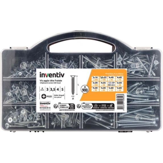 Valisette 900 vis agglo Acier Zingué Pozi - INVENTIV