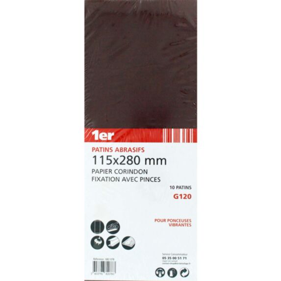10 Patins Abrasifs Corindon GR120 115x280mm