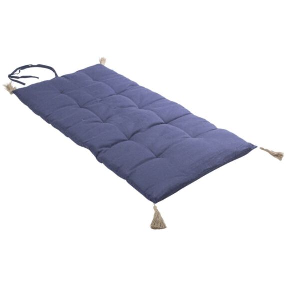 Futon repliable Panama 60 x 120 cm pompons jute gris foncé - DECOSTARS