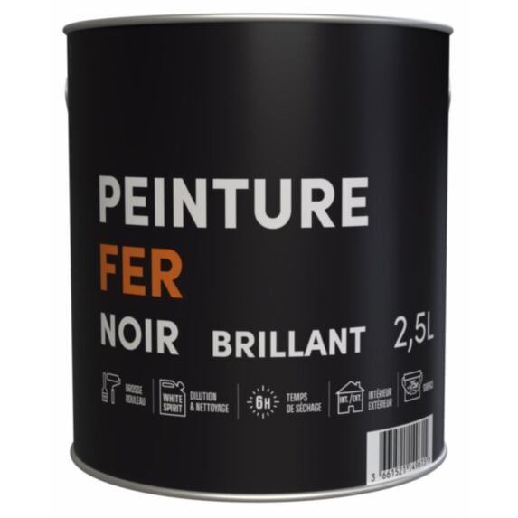 Peinture TDP glycéro fer antirouille noir 2,5 L - RECA