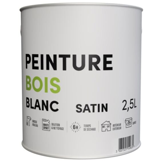 Peinture TDP glycéro bois microporeuse blanc 2,5 L - RECA
