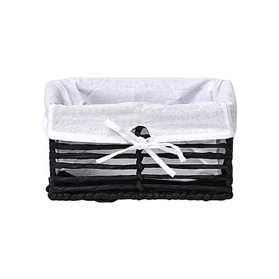 Panière en papier/métal noir/tissu blanc petit x3 - TENDANCE