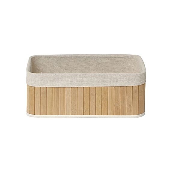 Panier rectangulaire grand modèle - bambou/tissu lin