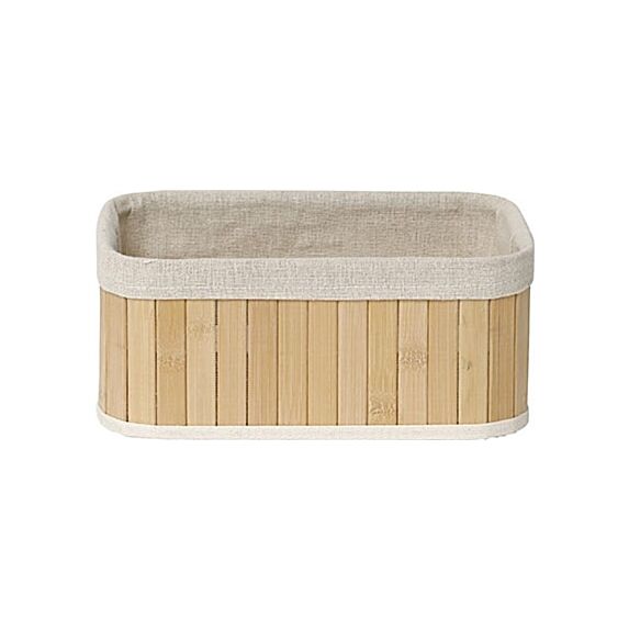 Panier rectangulaire petit modèle - bambou/tissu lin
