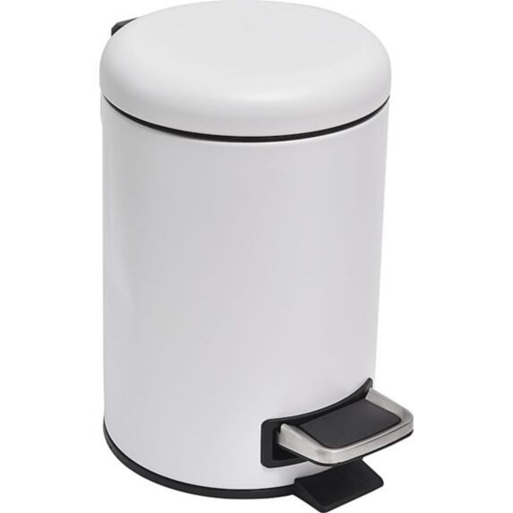 Poubelle métal frein de chute 3 L blanc mat - TENDANCE