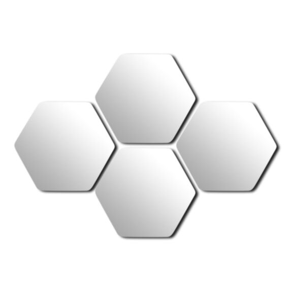4 miroirs adhésifs hexagonaux 17,5 x 20 cm - TENDANCE