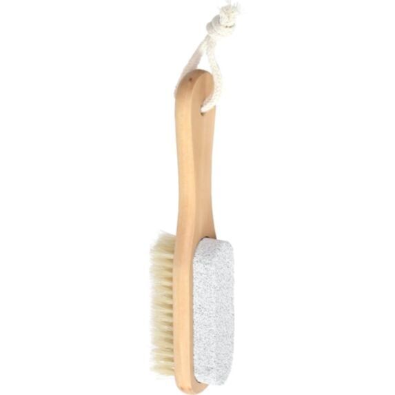 Brosse bois pour soins des pieds 1 face pierre ponce 1 face brosse naturel - TENDANCE