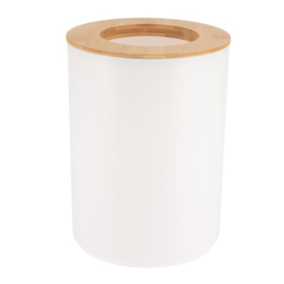 Poubelle polypropylène avec couvercle bambou 5L blanc/bambou - TENDANCE