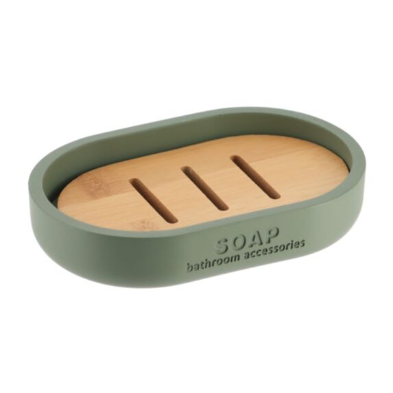 Porte-savon polyrésine bambou/kaki - TENDANCE