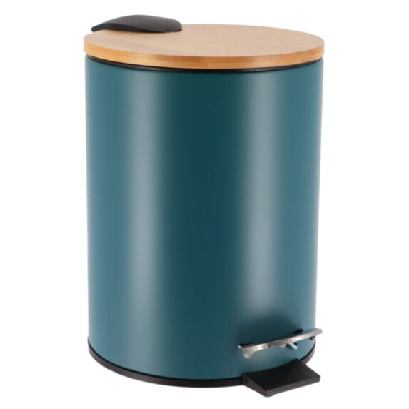 Poubelle métal frein de chute bambou/vert 2,5 L - TENDANCE