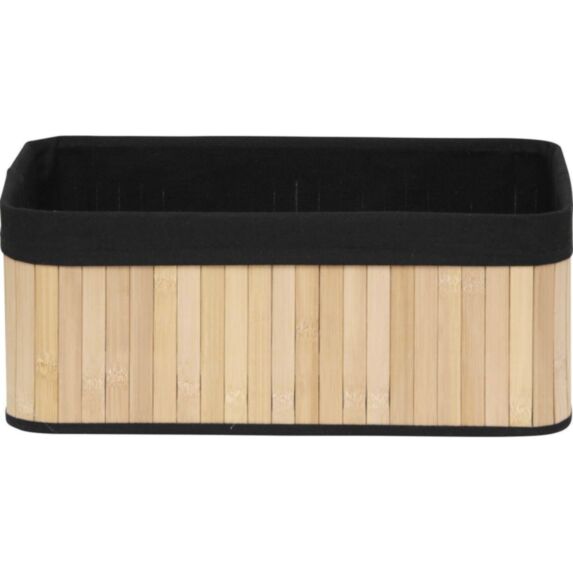 Corbeille rectangulaire Bambou Tissu noir 40x28x16cm - TENDANCE