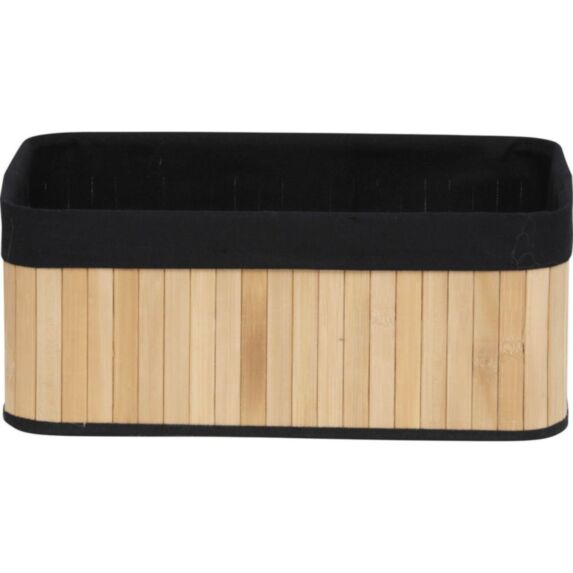 Corbeille rectangulaire Bambou Tissu noir 37x25x15cm - TENDANCE
