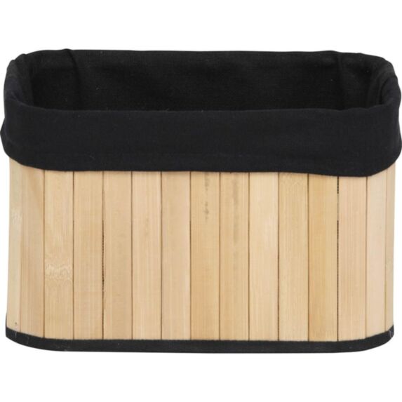 Corbeille rectangulaire Bambou Tissu noir 22x16x14cm - TENDANCE