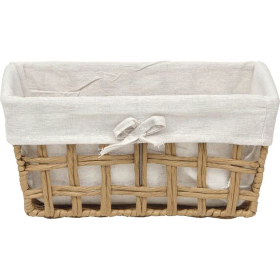 Panier à linge tressée Bambou Naturel 32x24x15cm Tissu lin - TENDANCE