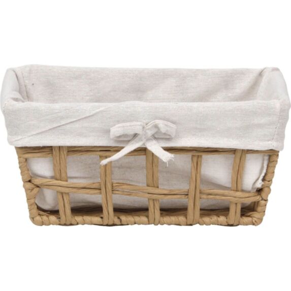 Panier à linge tressée Bambou Tissu lin 28x20x13cm Naturel - TENDANCE