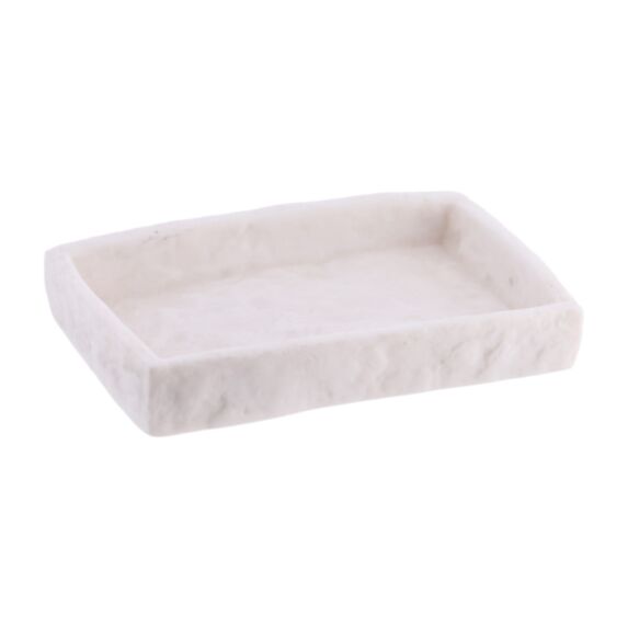 Porte-savon rectangulaire effet pierre polyrésine blanc - TENDANCE