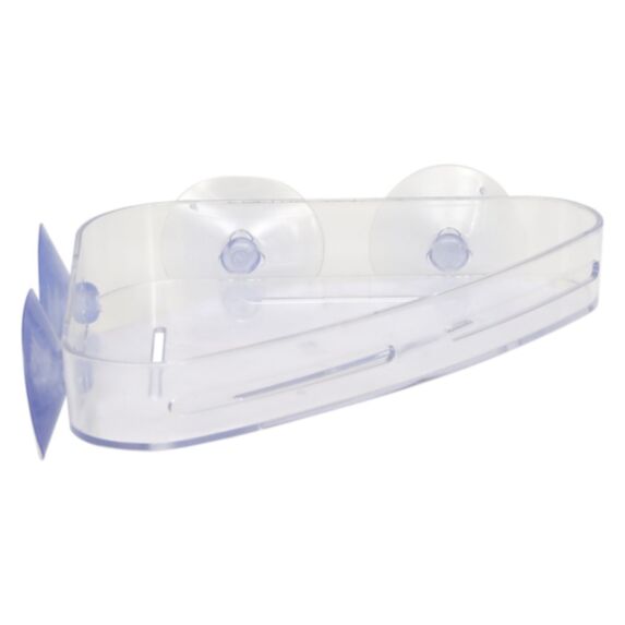 Étagère d'angle plastique à ventouses transparent - TENDANCE