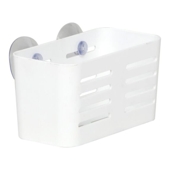 Panier rectangulaire moyen plastique à ventouses blanc - TENDANCE