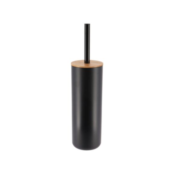 Brosse WC plastique avec couvercle noir/bambou - TENDANCE