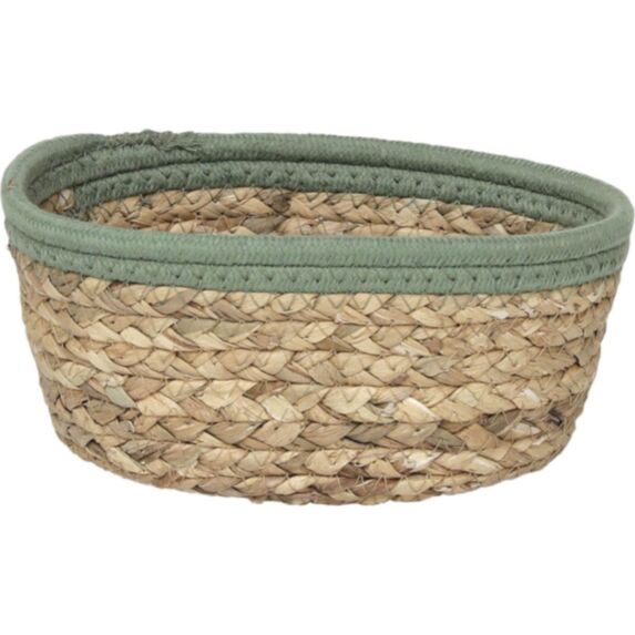 Panier ovale 21 x 16 x 9 cm naturel/vert - TENDANCE