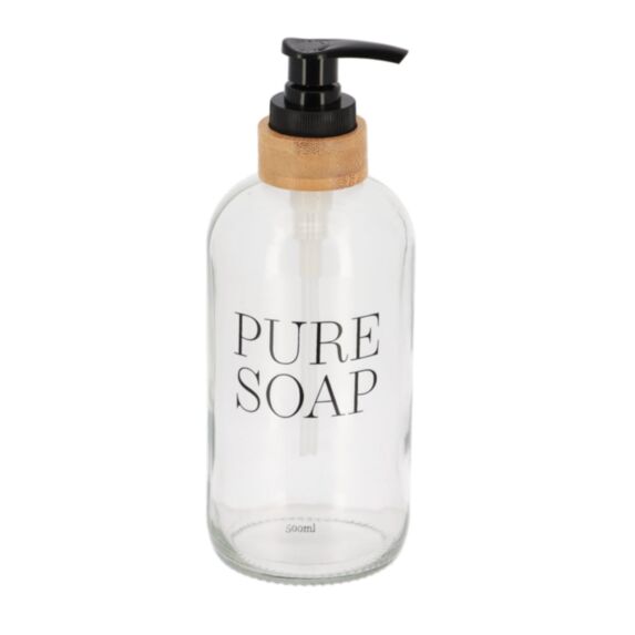 Distributeur de savon Verre Bambou Transparent 7,5cm - TENDANCE