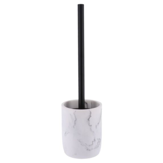 Brosse WC polyrésine effet marbre Ø10,2x38,5cm blanc - TENDANCE
