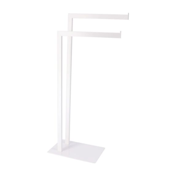 Porte-serviettes métal blanc 81x20x20cm 2 barres - TENDANCE