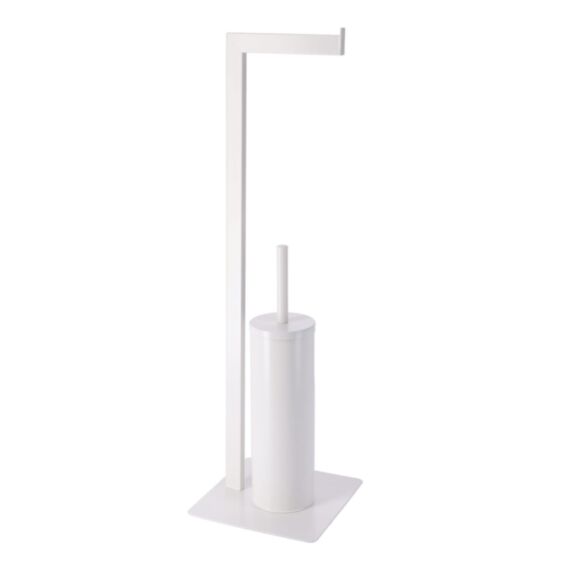 Brosse/dérouleur papier WC métal blanc 68x20x20cm - TENDANCE