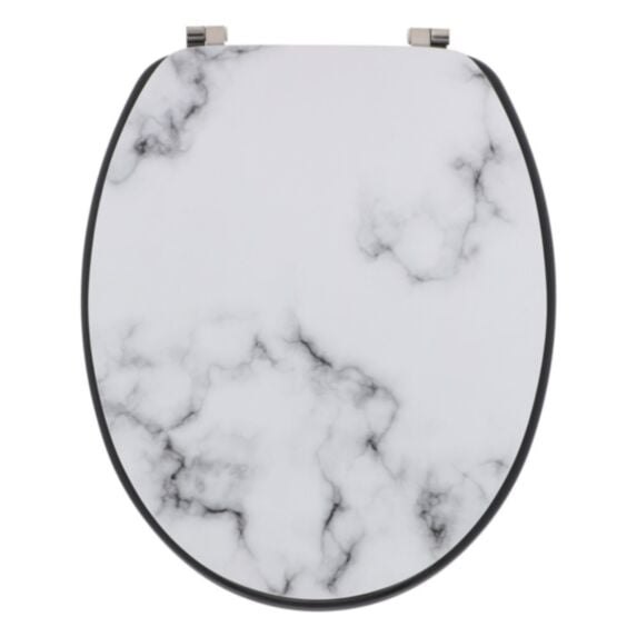 Abattant wc effet marbre frein de chute déclipsable avec réducteur enfant intégré 37x46cm blanc - TENDANCE