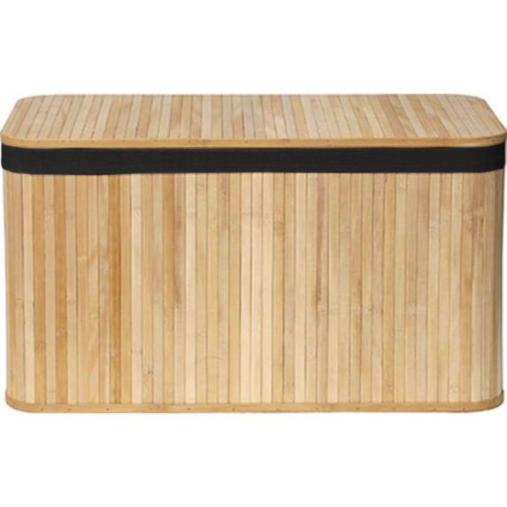 Malle rectangulaire Bambou Tissu lin noir 75,5x38,5x42,5cm - TENDANCE