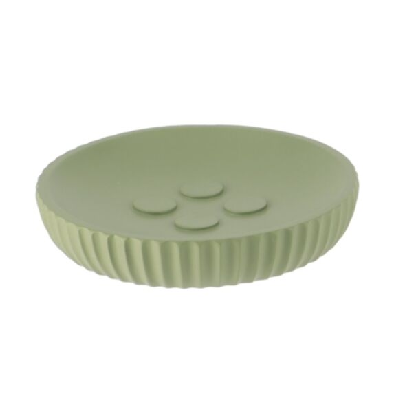 Porte savon polyrésine rond striée kaki - TENDANCE