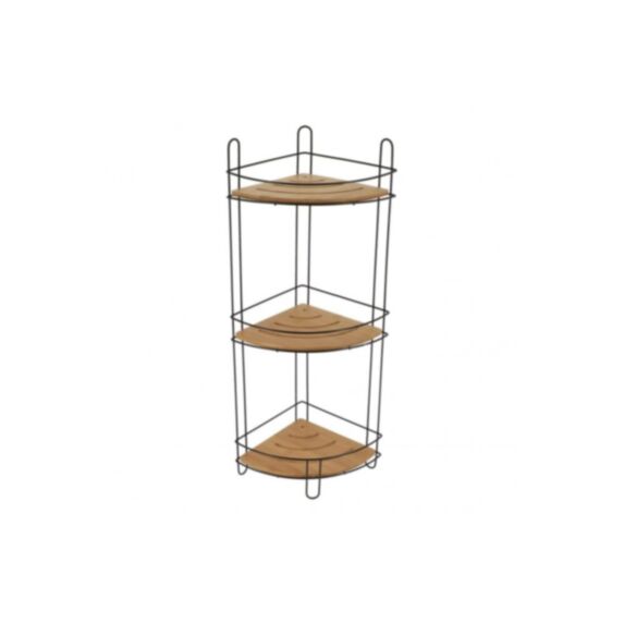 Etagère d'angle 3 niveaux métal bambou noir - TENDANCE