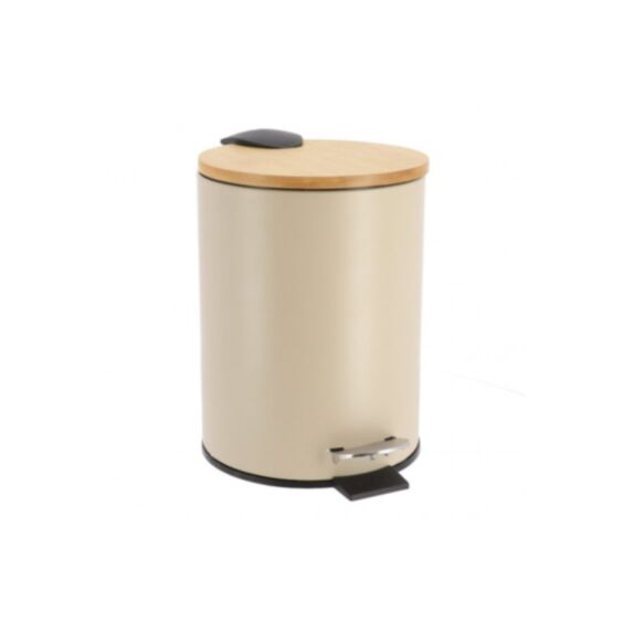 Poubelle métal frein de chute bambou/taupe 2,5L - TENDANCE