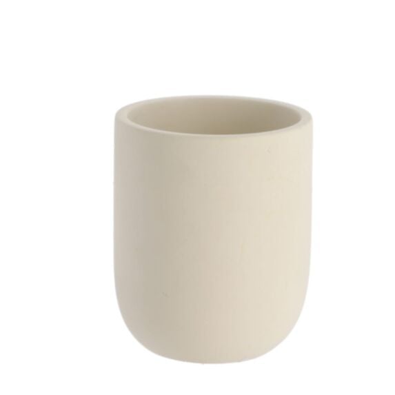 Gobelet polyrésine arrondi beige aspect brut - TENDANCE