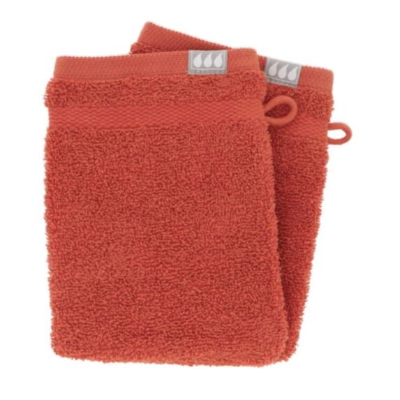 2 gants de toilette 15x21cm 100% coton terracotta - TENDANCE