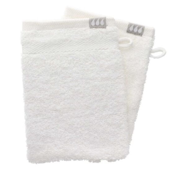 2 gants de toilette 15x21cm 100% coton blanc - TENDANCE