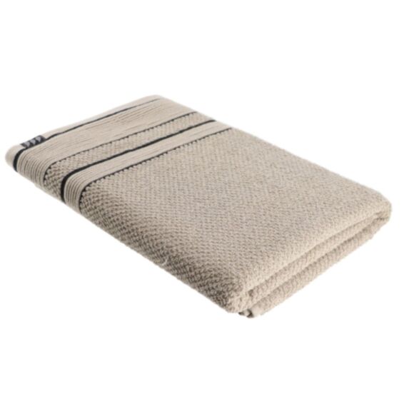 Grande serviette de toilette 70 x 130 cm 100% coton beige/noir - TENDANCE